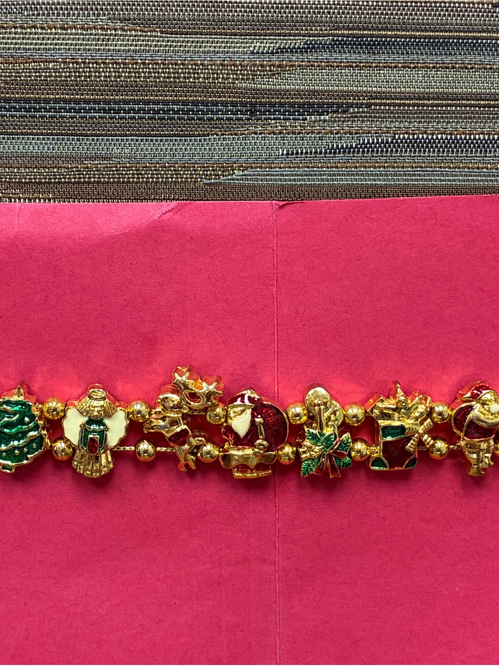 Vintage Gold-Tone Holiday Charm Bracelet with 8 charms